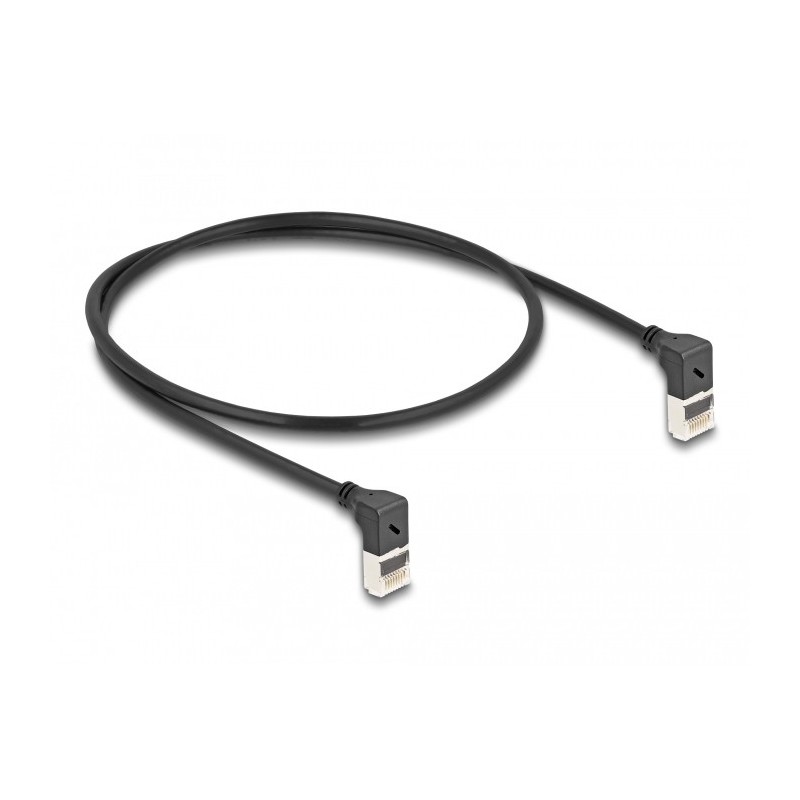 DeLOCK Cavo di rete RJ45 Cat.6A S FTP Slim da 90° angolato verso l'alto   verso l'alto 0,5 m nero