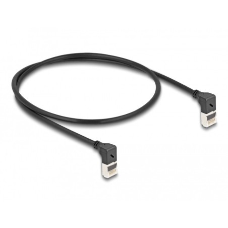 DeLOCK Cavo di rete RJ45 Cat.6A S FTP Slim da 90° angolato verso l'alto   verso l'alto 0,5 m nero