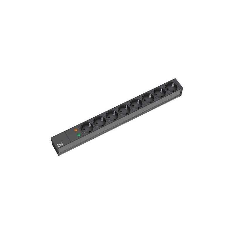 Bachmann 19'' 2m 8x Schuko H05VV-F 3G 1.50mm² prolunghe e multiple 8 presa(e) AC Nero