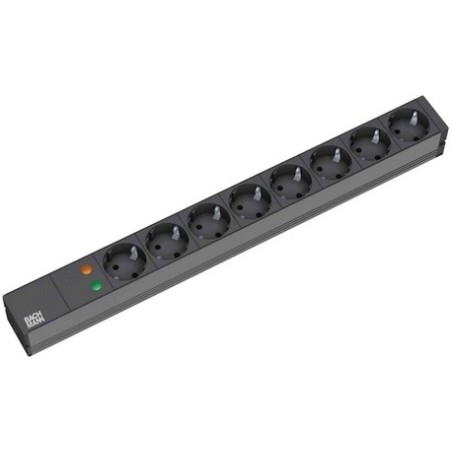 Bachmann 19'' 2m 8x Schuko H05VV-F 3G 1.50mm² prolunghe e multiple 8 presa(e) AC Nero