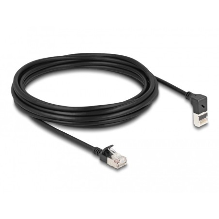 DeLOCK Cavo di rete RJ45 Cat.6A S FTP Slim da 90° angolato verso l'alto   diritto 5 m nero