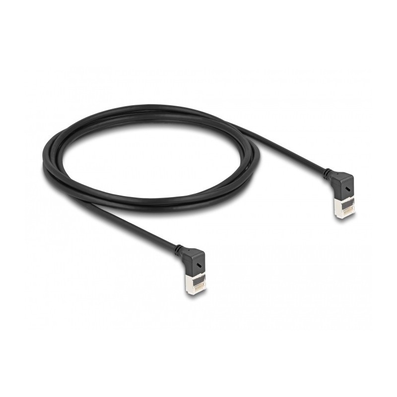 DeLOCK Cavo di rete RJ45 Cat.6A S FTP Slim da 90° angolato verso l'alto   verso l'alto 2 m nero