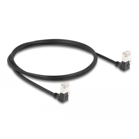 DeLOCK Cavo di rete RJ45 Cat.6A S FTP Slim da 90° verso il basso   angolato verso il basso 1 m nero