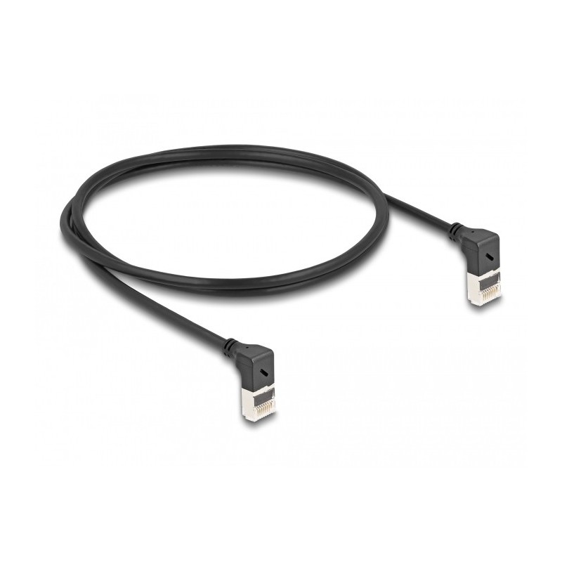 DeLOCK Cavo di rete RJ45 Cat.6A S FTP Slim da 90° angolato verso l'alto   verso l'alto 1 m nero