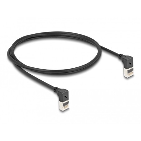 DeLOCK Cavo di rete RJ45 Cat.6A S FTP Slim da 90° angolato verso l'alto   verso l'alto 1 m nero