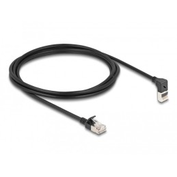 DeLOCK Cavo di rete RJ45 Cat.6A S FTP Slim da 90° angolato verso l'alto   diritto 2 m nero