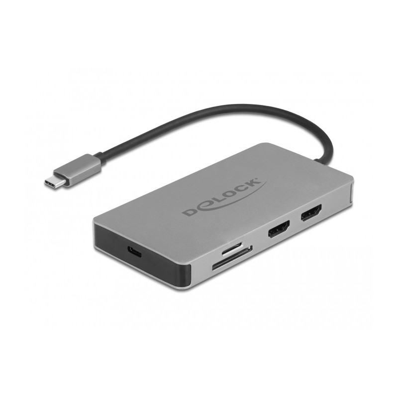 DeLOCK Docking station USB Type-C 4K - Dual HDMI MST   USB 3.2   SD   LAN   PD 3.0