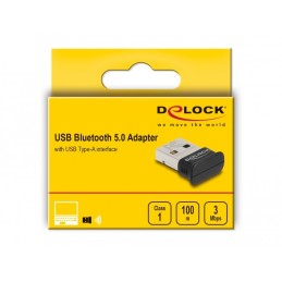 DeLOCK Adattatore USB Bluetooth 5.0 Classe 1 in micro-design - Raggio operativo fino a 100 metri