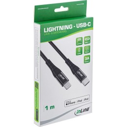 InLine Cavo USB-C Lightning, per iPad, iPhone, iPod, nero alluminio, 1m MFi