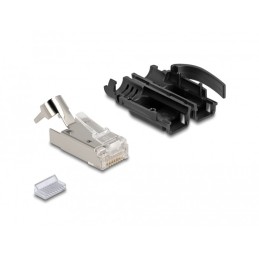 DeLOCK RJ45 maschio modulare con scarico della trazione Cat.6A e robusta custodia di protezione antipiega Set da 25 pezzi