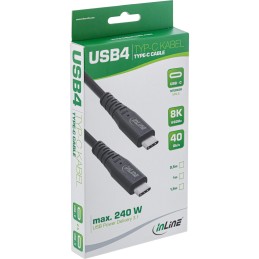 InLine Cavo USB4, USB-C maschio maschio, PD 240W, 8K60Hz, TPE nero 1,5m