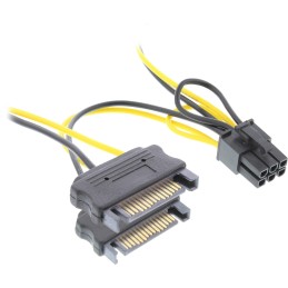 InLine Cavo di alimentazione int. da 6 pin PCIe F a 2x SATA 15pin M, 0,15m