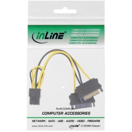 InLine Cavo di alimentazione int. da 6 pin PCIe F a 2x SATA 15pin M, 0,15m