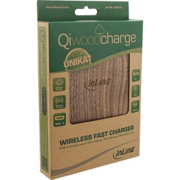 InLine Qi woodcharge, caricabatterie rapido wireless, 5 7,5 10W 15W, USB-C