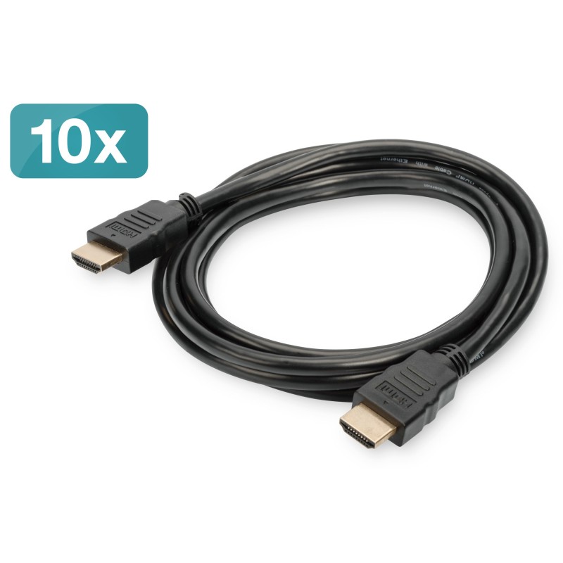 Digitus HDMI ad alta velocità con cavo di connessione Ethernet, confezione da 10 pezzi