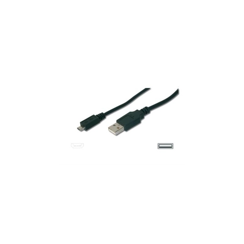 ASSMANN Electronic A micro-B, 3m cavo USB USB 2.0 USB A Micro-USB B Nero