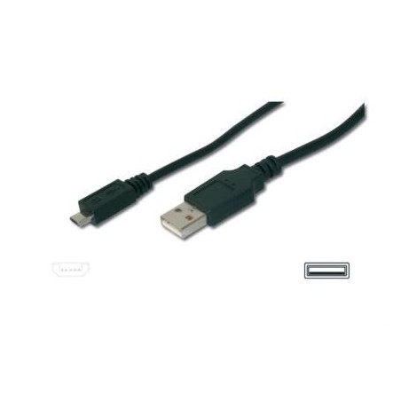 ASSMANN Electronic A micro-B, 3m cavo USB USB 2.0 USB A Micro-USB B Nero