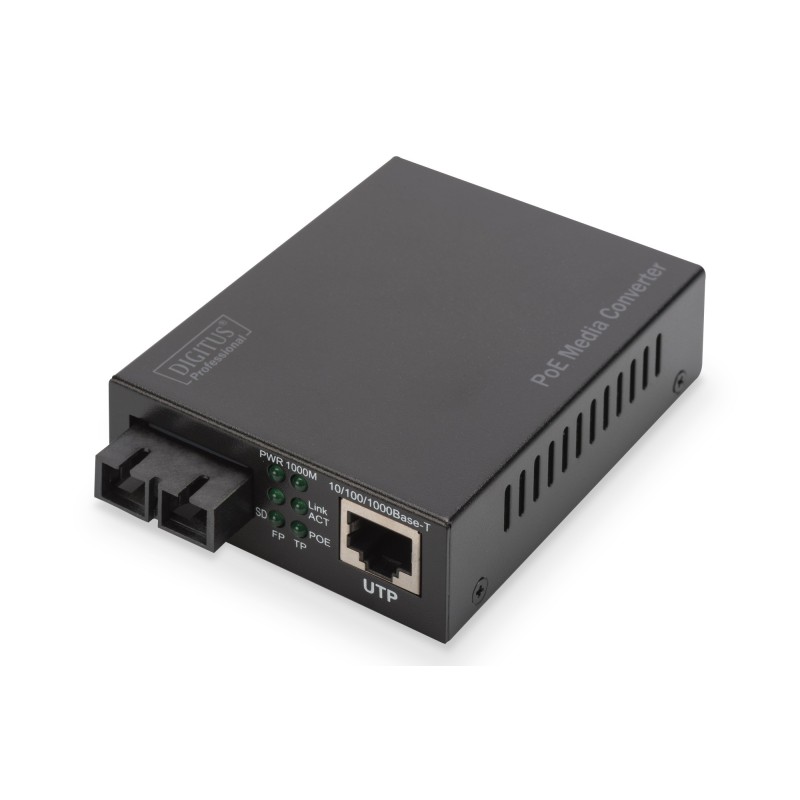 Digitus Convertitore multimediale Gigabit PoE , RJ45   SC, SM, PSE