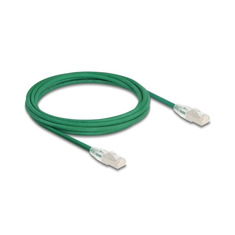 DeLOCK Cavo di rete RJ45 Cat.6A maschio-maschio con chiusura curva U FTP Slim da 3 m verde