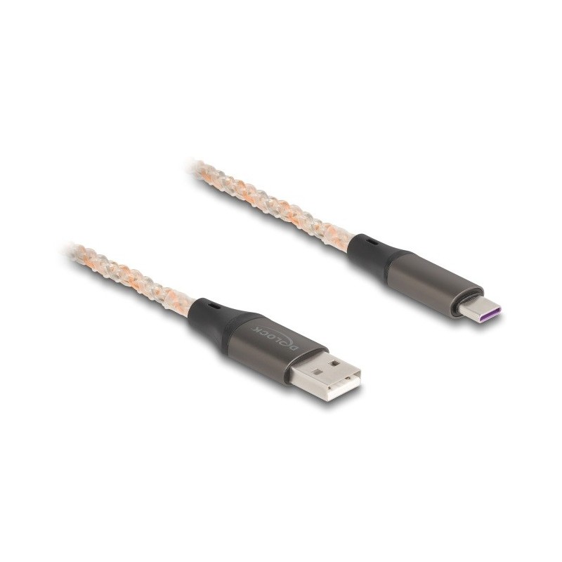 DeLOCK Cavo USB 2.0 da Tipo-A per USB Type-C con illuminazione RGB da 1 m