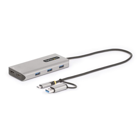 StarTech.com Adattatore multiporta USB-C con dongle USB-C a USB-A, doppio HDMI (4K30Hz 1080p60Hz), Hub USB-A 5Gbps a 3 porte,