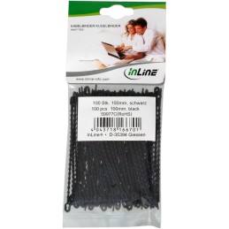 InLine Fascette stringicavo a grani riapribili, 150mm, colore nero, 100pz