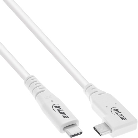 InLine cavo USB4, USB-C, un lato angolato, PD 240W, 8K60Hz, TPE, bianco, 2m