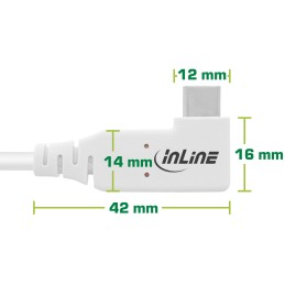 InLine cavo USB4, USB-C, un lato angolato, PD 240W, 8K60Hz, TPE, bianco, 2m