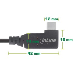 InLine Cavo USB4, USB-C, angolato singolo, PD 240W, 8K60Hz, TPE, nero, 2m