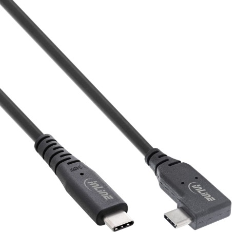 InLine Cavo USB4, USB-C, angolato singolo, PD 240W, 8K60Hz, TPE, nero, 1m