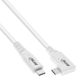 InLine cavo USB4, USB-C, un lato angolato, PD 240W, 8K60Hz, TPE, bianco, 0,5m