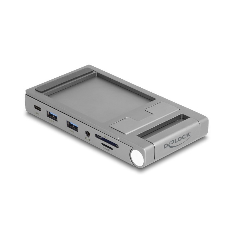 DeLOCK Docking station per tablet e portatile 4K con supporto integrato - HDMI   USB   Hub   SD   Micro SD   PD 3.0 - pieghevole