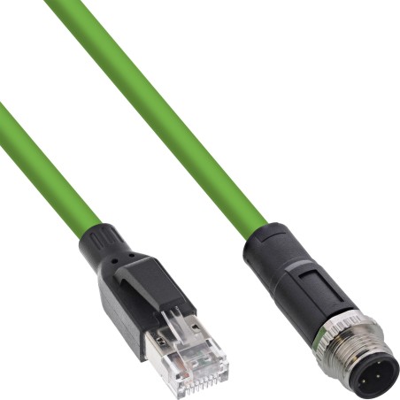 InLine Cavo di rete industriale, M12 a 4 pin con codice D a RJ45, PUR 2m