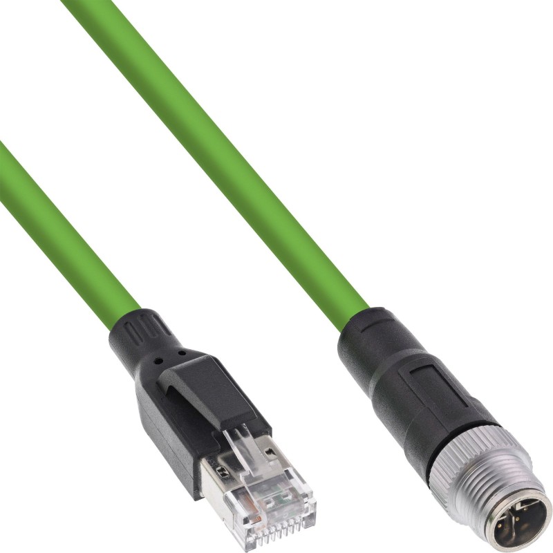 InLine Cavo di rete industriale, M12 8-pin X-coded to RJ45 plug, Cat.6A PUR 2m