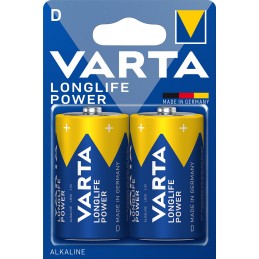 Varta Longlife Power, Batteria Alcalina, D, Mono, LR20, 1.5V, Blister da 2, Made in Germany