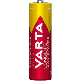 Varta Longlife Max Power, Batteria Alcalina, AA, Mignon, LR6, 1.5V, Blister da 4, Made in Germany