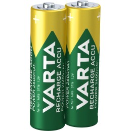 Varta Recharge Accu Power AA 2600 mAh Blister da 2 (Batteria NiMH Accu Precaricata, Mignon, batteria ricaricabile, pronta