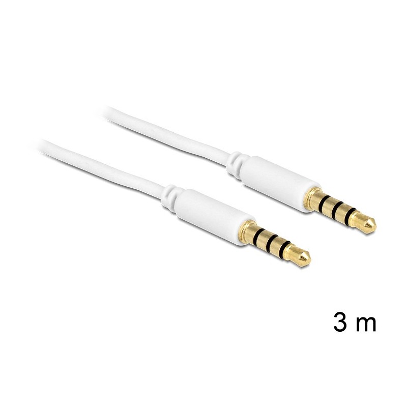 DeLOCK 3.5mm - 3.5mm, 3m cavo audio Bianco