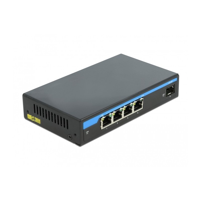 DeLOCK Switch Gigabit Ethernet a 4 porte PoE + 1 SFP