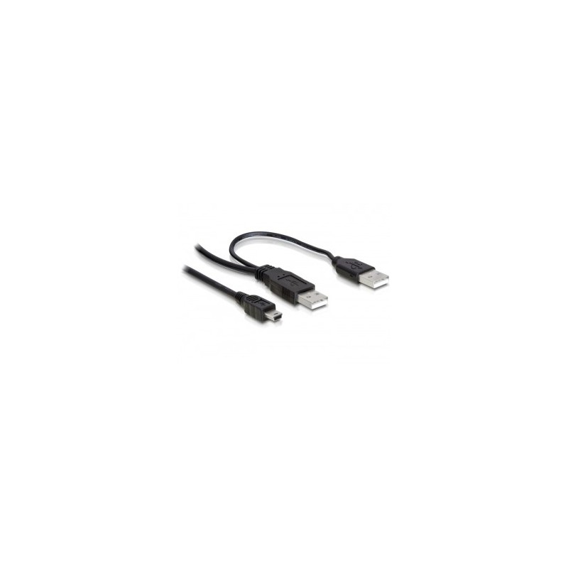 DeLOCK 2x USB2.0-A male USB mini 5-pin cavo USB 1 m USB A Mini-USB B Nero DeLOCK 2x USB2.0-A male USB mini 5-pin cavo USB 1 m USB A Mini-USB B Nero