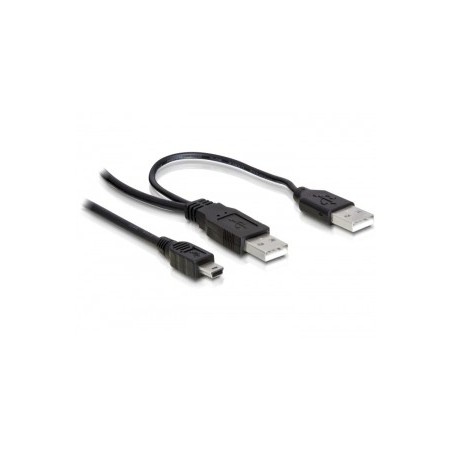 DeLOCK 2x USB2.0-A male   USB mini 5-pin cavo USB 1 m USB A Mini-USB B Nero