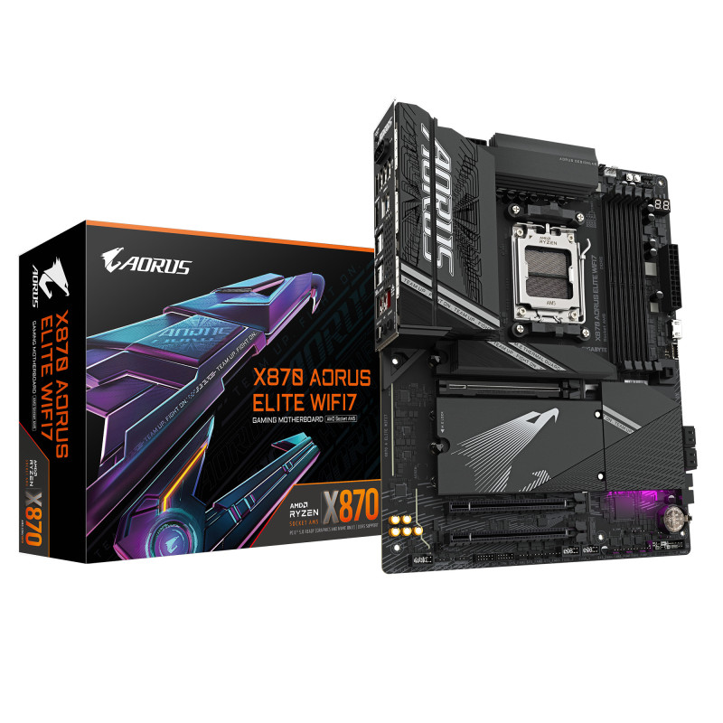 GIGABYTE X870 AORUS ELITE WIFI7 Scheda Madre - Supporta CPU AMD Ryzen 9000, 16+2+2 fasi VRM, fino a 8000MHz DDR5 (OC), 3xPCIe GIGABYTE X870 AORUS ELITE WIFI7 Scheda Madre - Supporta CPU AMD Ryzen 9000, 16+2+2 fasi VRM, fino a 8000MHz DDR5 (OC), 3xPCIe