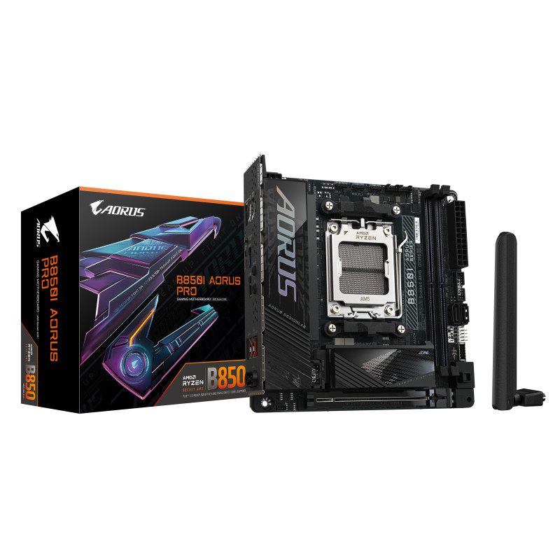 GIGABYTE B850I AORUS PRO Scheda Madre - Supporta processori AMD Ryzen Serie 9000, VRM digitale a 8+2+1 fasi, fino a 8400MHz GIGABYTE B850I AORUS PRO Scheda Madre - Supporta processori AMD Ryzen Serie 9000, VRM digitale a 8+2+1 fasi, fino a 8400MHz