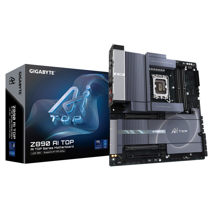 GIGABYTE Z890 AI TOP Scheda madre - CPU Intel Core Ultra (Serie 2), VRM a 16+1+2 fasi, fino a 9500 MHz DDR5 (OC), 1xPCIe 5.0 + GIGABYTE Z890 AI TOP Scheda madre - CPU Intel Core Ultra (Serie 2), VRM a 16+1+2 fasi, fino a 9500 MHz DDR5 (OC), 1xPCIe 5.0 +