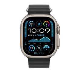 Apple Cinturino Ocean nero (49 mm) - Titanio naturale