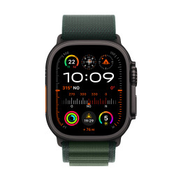 Apple Watch Ultra 2 GPS + Cellular 49mm Cassa Titanio Nero con Dark Green Alpine Loop - Small