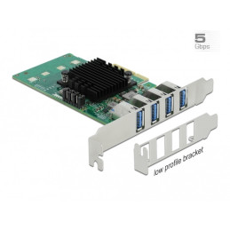 DeLOCK Scheda PCI Express x4 per 4 x USB 3.0 esterna Quad Channel - Fattore di forma a basso profilo