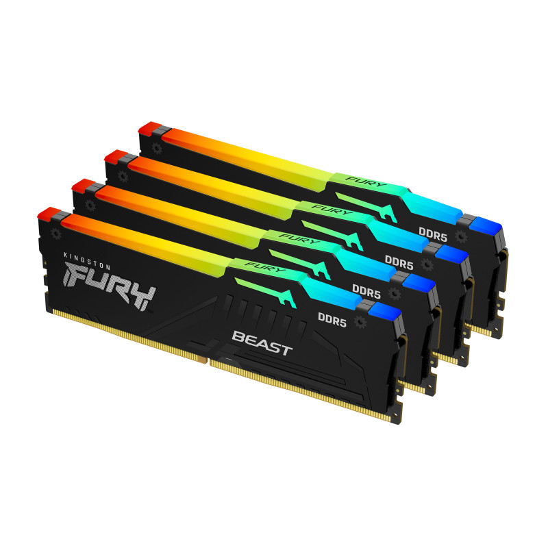 Kingston Technology FURY Beast 128 GB 5600 MT s DDR5 CL40 DIMM (Kit da 4 moduli) RGB XMP Kingston Technology FURY Beast 128 GB 5600 MT s DDR5 CL40 DIMM (Kit da 4 moduli) RGB XMP