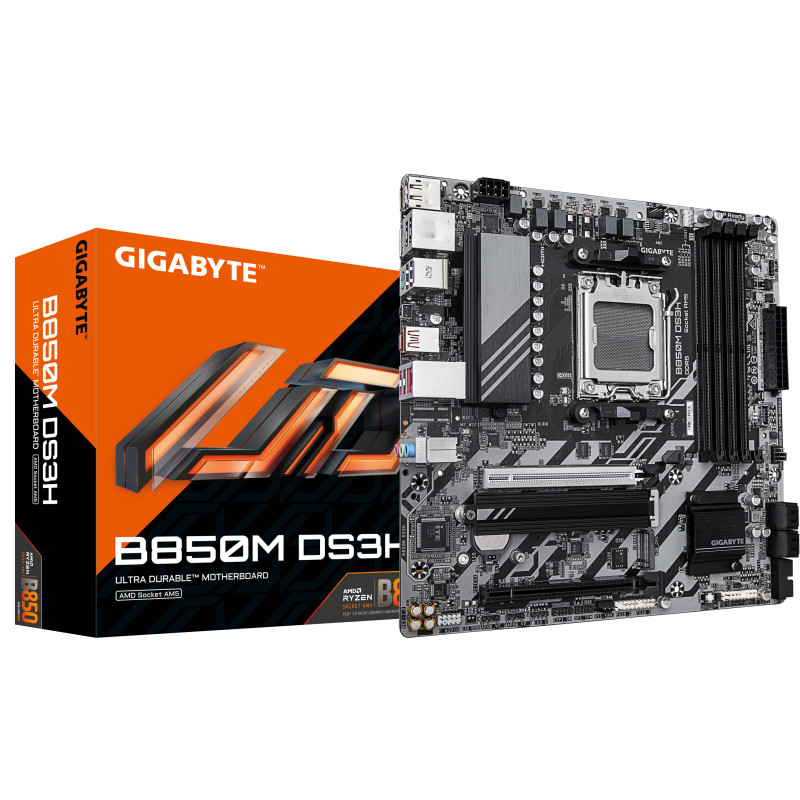 GIGABYTE B850M DS3H Scheda Madre - Processori AMD Ryzen Serie 9000, 16+2+2 fasi VRM digitali, fino a 8200MHz DDR5 (OC), 1xPCIe GIGABYTE B850M DS3H Scheda Madre - Processori AMD Ryzen Serie 9000, 16+2+2 fasi VRM digitali, fino a 8200MHz DDR5 (OC), 1xPCIe