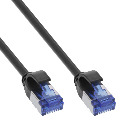 InLine Patchcord Slim, Cat.6A, S FTP, TPE (LSZH), PoE, nero, 0,3m